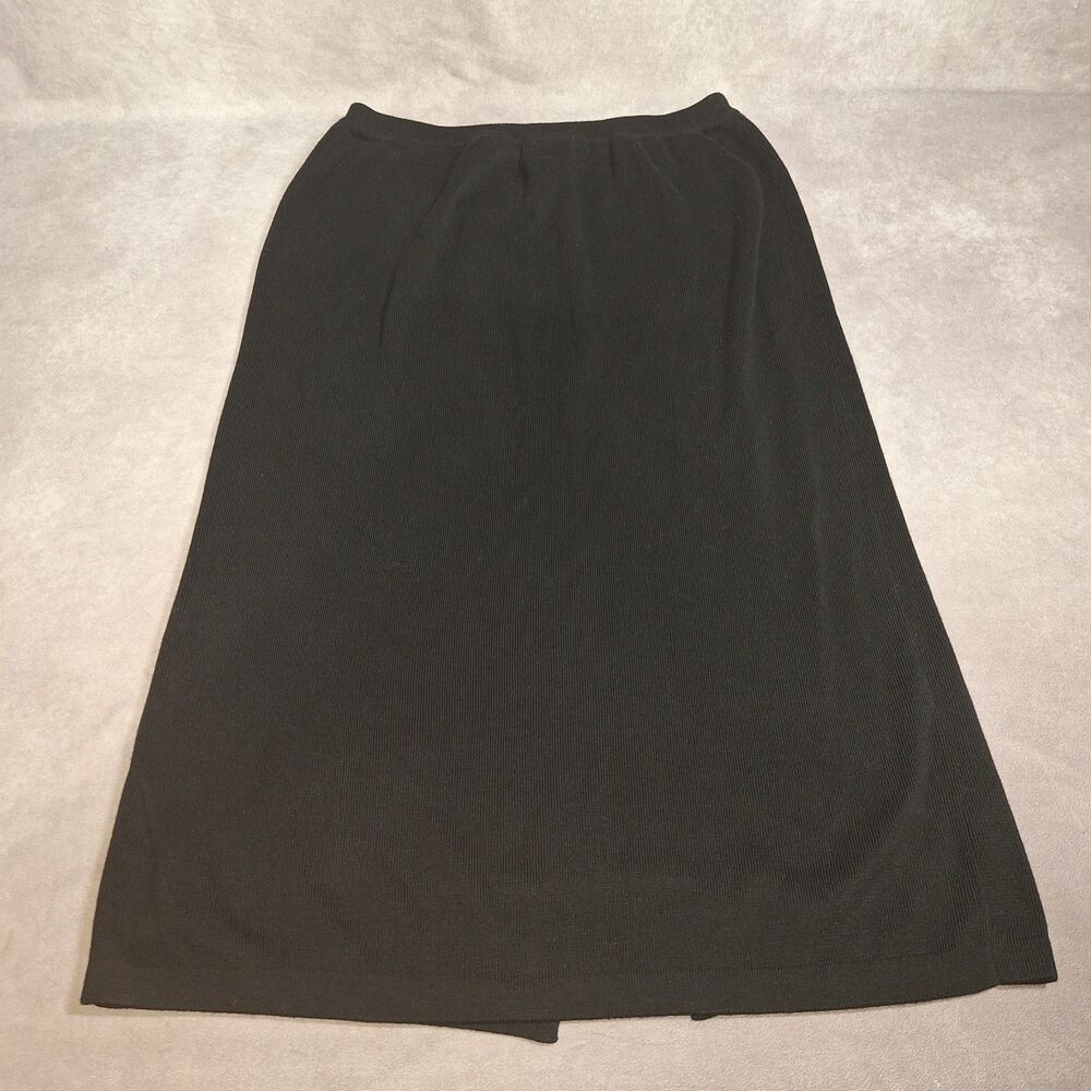 Dress Barn Size 14/16 Black Long Skirt Back Slit Acrylic Cotton